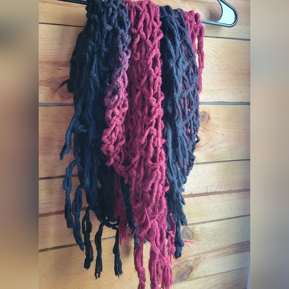 Red and Black Knit Scarf